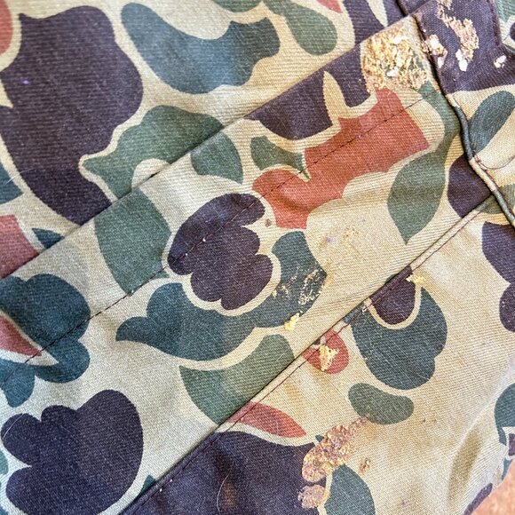 Vtg Duck Camo Canvas Coveralls Sz L Distressed One Piece Utility‎ Grunge Hunting - Picture 9 of 14